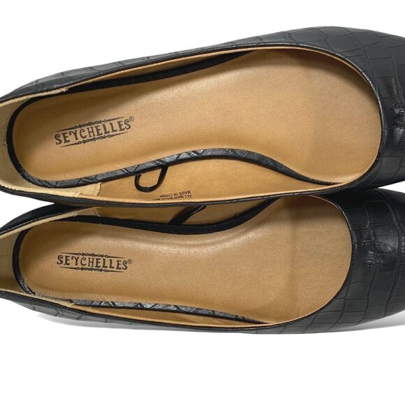 Seychelles Mia Flats Womens 10W Black Croc Embossed Faux Leather Point Toe Shoe - Picture 9 of 11